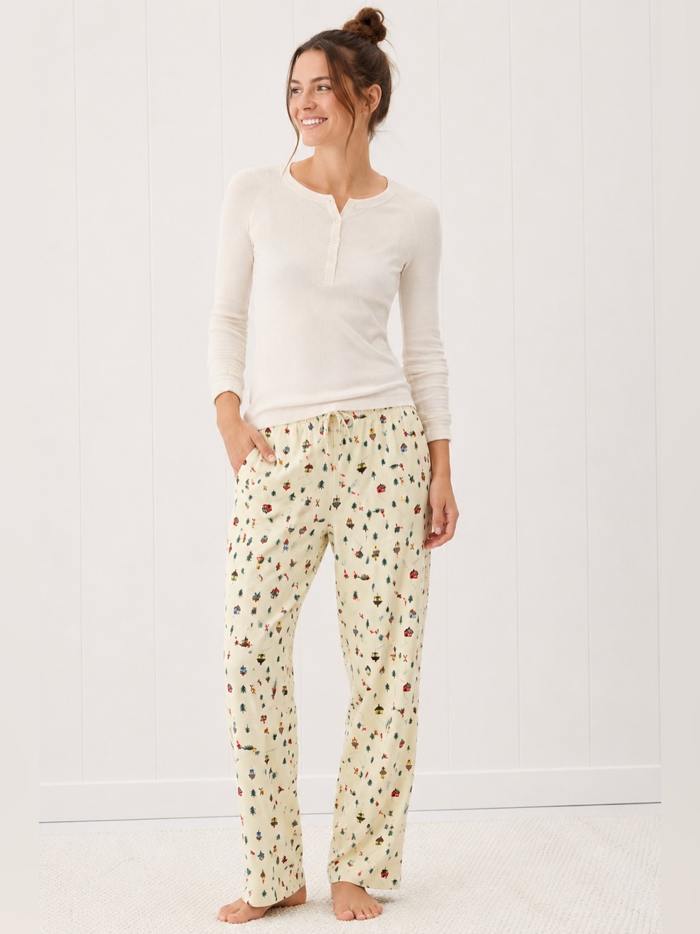 Hanna Andersson Cotton Flannel Holiday Winter Pajama Pants Winter Forest L